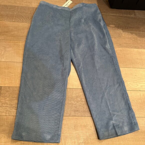 ALFRED DUNNER WOMENS 20W BLUE CORDUROY PULL ON PANTS CLASSIC FIT COMFORT - Picture 1 of 10